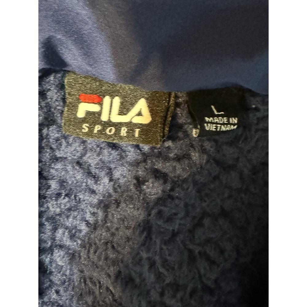 FILA Sports Blue Fleece Super Fluffy Zip Up Jacket Soft Comfy Large - Picture 8 of 9